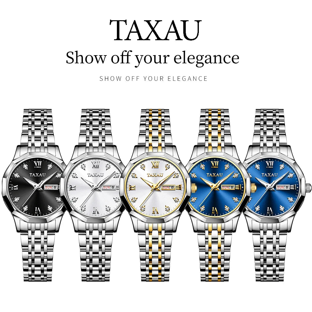OLEVS Fashion Golden Watch for Women Stainless Steel Waterproof Women's Watches Elegant Original Luxury Ladies Quartz Wristwatch - Qoraheyhub