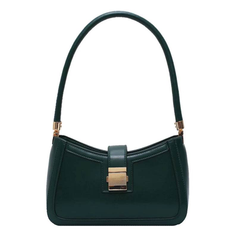 LEFTSIDE Shoulder Bags For Women Solid Color PU Leather 2025 Trend Lock Handbags Small Purse Hand Lady Designer Zipper Clutch Jewelrieshub Red / 25cmx16mx7cm green / 25cmx16mx7cm Brown / 25cmx16mx7cm Red / 25cmx16mx7cm-green / 25cmx16mx7cm-Brown / 25cmx16mx7cm-black / 25cmx16mx7cm-