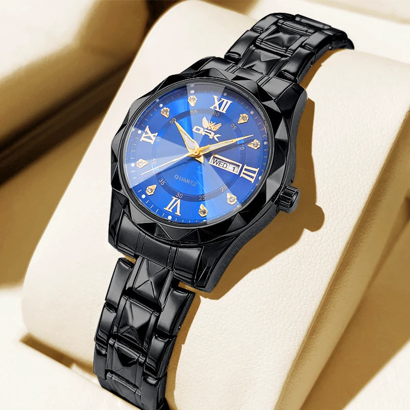 OPK Women Watches 6023L Elegant Fashion Original Quartz Watch for Lady Waterproof Stainless Steel Strap Small Dial Luminous Date - Qoraheyhub