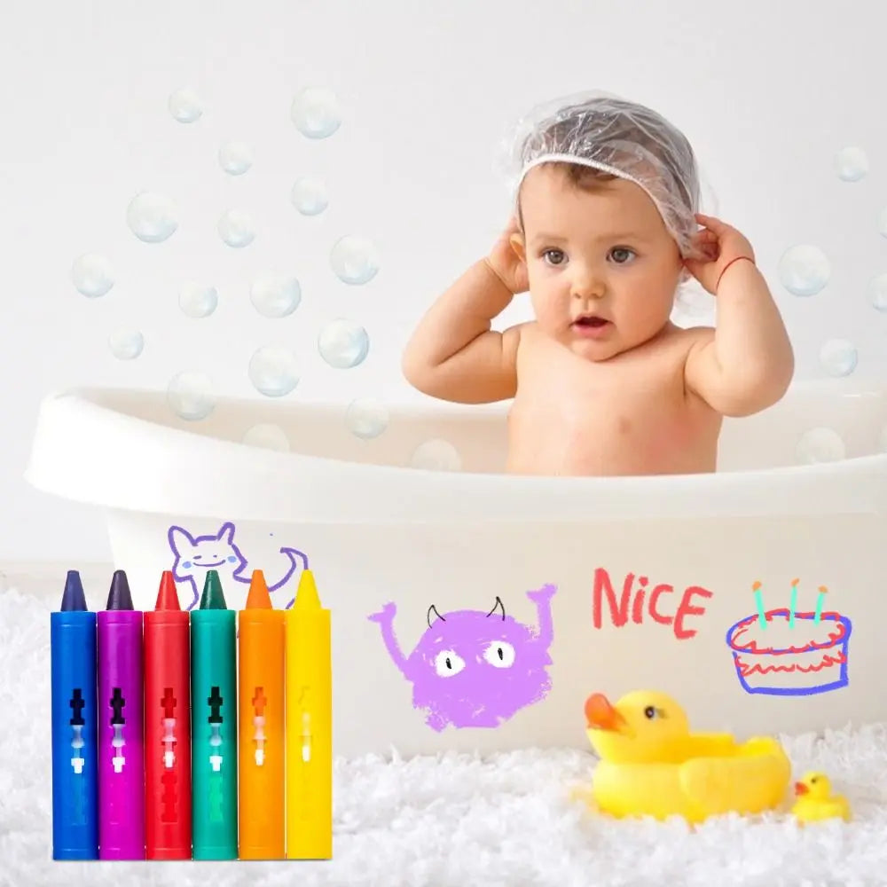 6Pcs New Erasable Bathroom Crayon Washable Multicolor Graffiti Toy Doodle Pen Baby Kids - Qoraheyhub