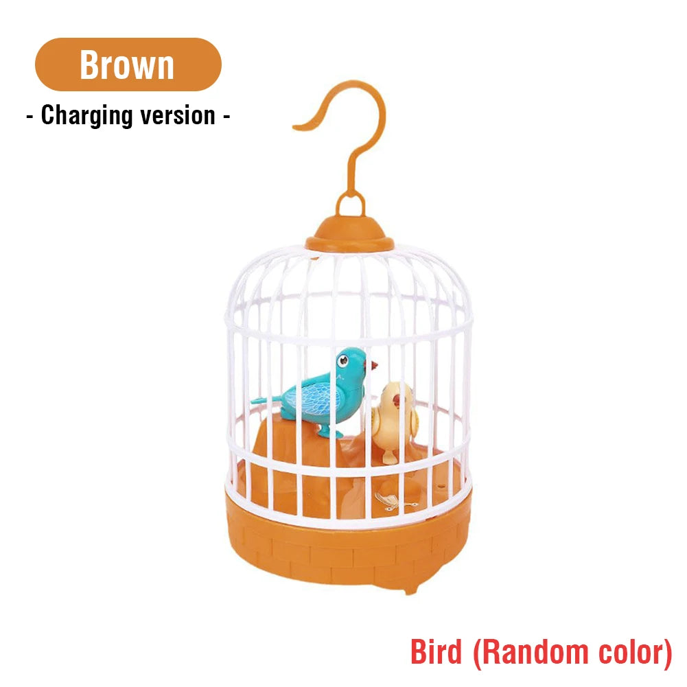 Talking Electric Bird Inductive Sound Control Birdcage Simulation Funny Toy Novelty Gift Birdcage Voice Educational Toy Kid Gift - Qoraheyhub