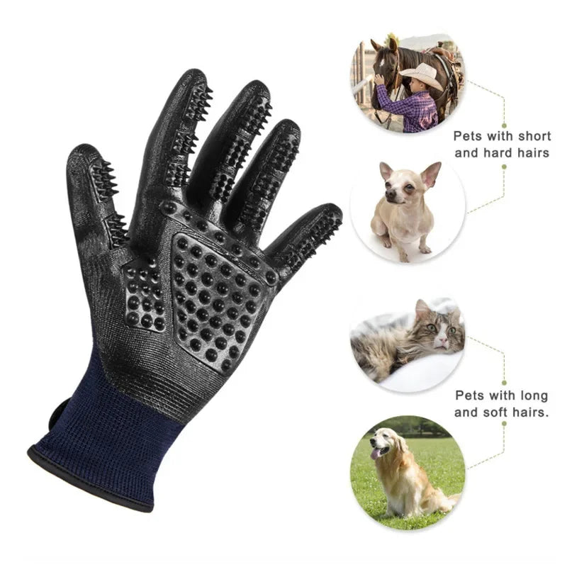 One Pair Hair Grooming Glove For Pet Dog Cat Bathing Silicone Massage Brush Dipping Gumming Rubber Gloves Dog Deshedding Comb - Qoraheyhub