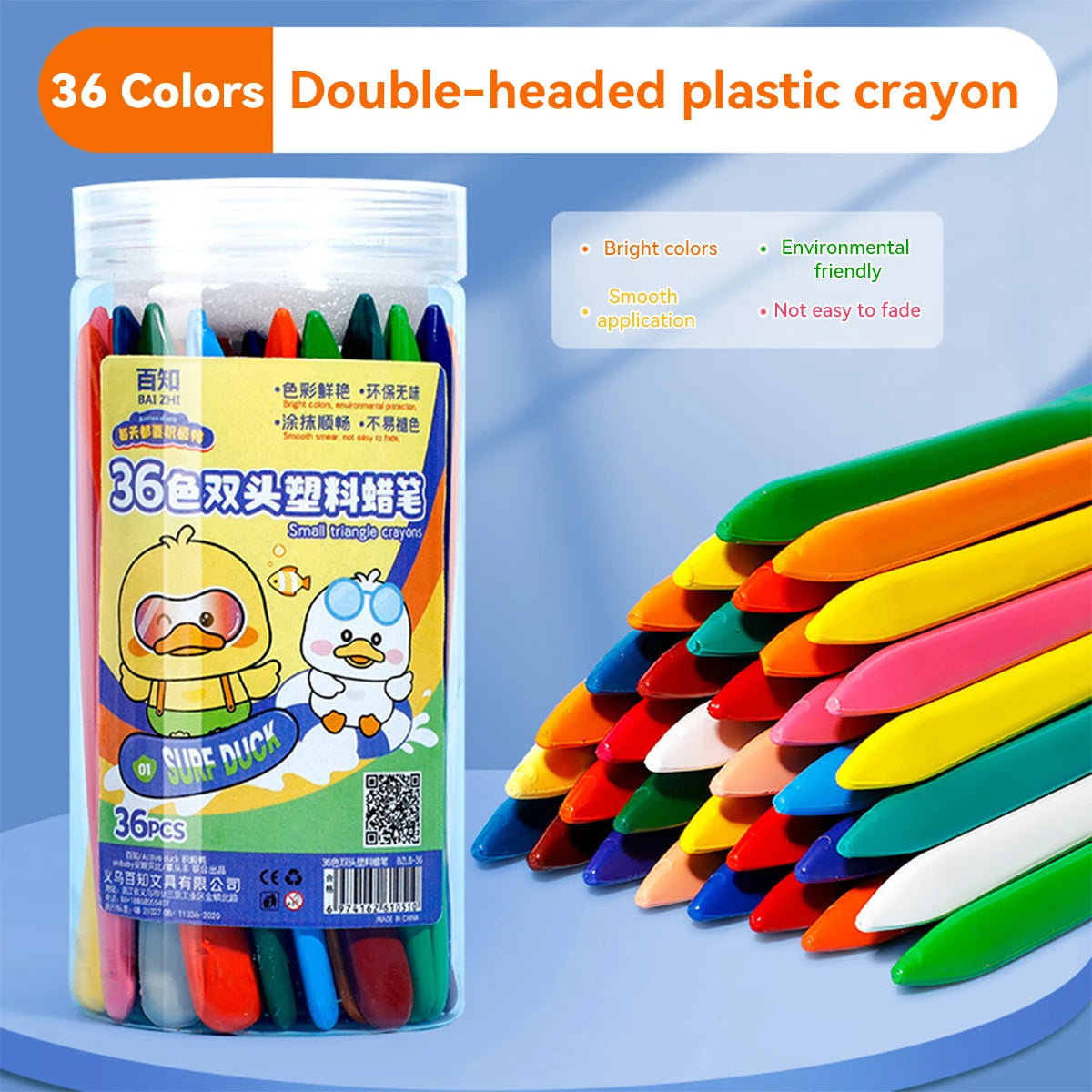 12-36 Color Kawaii Double-headed Triangle Crayon Children's Oil Painting Sticks Safe and Harmless Early Art Educational Supplies - Qoraheyhub