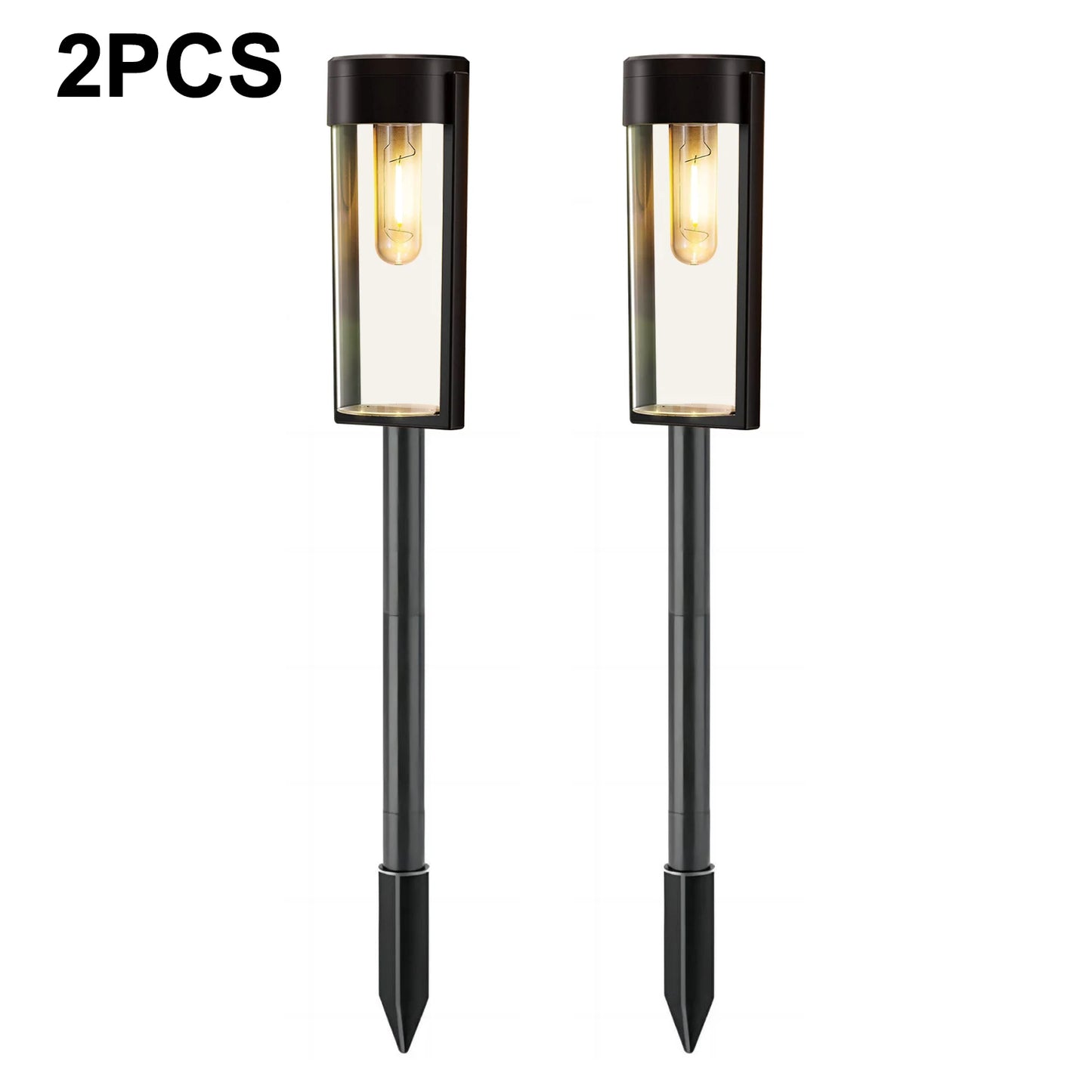 LED Solar Pathway Lights Outdoor Tungsten Filament Bulb Glass Solar Garden Lights Landscape Lighting for Yard Lawn Walkway Drive Qoraheyhub Solar Pathway Lamp / 2pcs Solar Pathway Lamp / 2pcs-