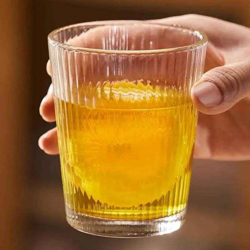 1.6L Heat Resistant Glass Cold Water Kettle And Cups Transparent Stripe Coffee Teaware Stainless Steel Lid Jug Kitchen Accessory