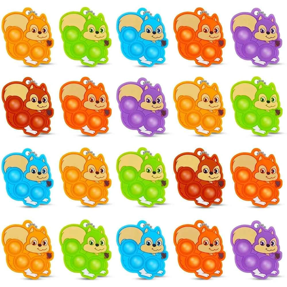20Pcs Mini Colorful Animal Camel Frog Sheep Pop Fidget Toys Push Bubble Sensory Stress Relief Toy Party Favors