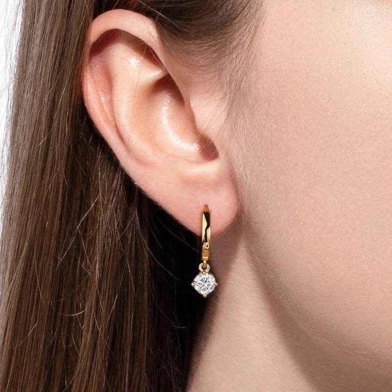 0.5 Carat Round Moissanite Yellow Gold S925 Silver Earrings Women Engagement Gift