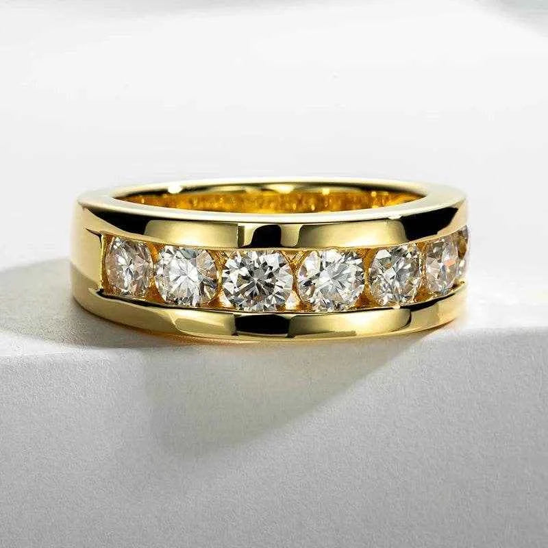 4mm All Moissanite Engagement Man Rings 925 Sterling Silver Plated Lab Created Diamond Wedding Band