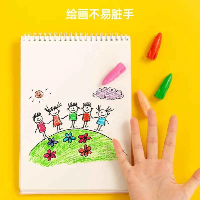 12 Color Set Space Ship Rocket Shape Non-Toxic Wax Crayon Graffiti Pen Kids Student Painting Drawing Art Supplies Stationery