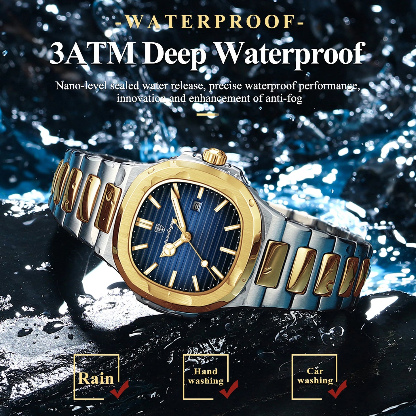 POEDAGAR Luxury Square Watch for Woman Waterproof Luminous Date Ladies Watch Stainless Steel Quartz Women's Watches Female Reloj - Qoraheyhub