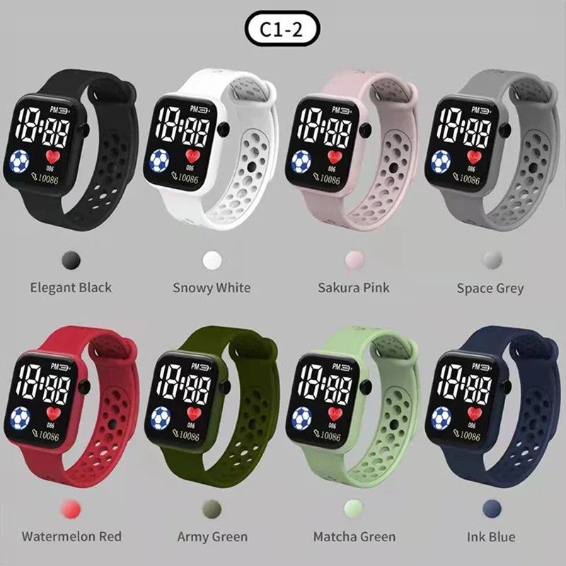Football Kids Watches Sports LED Digital Watch for Boys and Girls Silicone strap Student Children Electronic Wristwatch Clock - Qoraheyhub