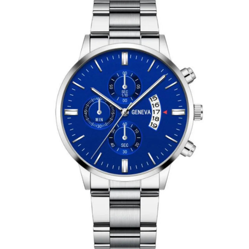 Fashion Men Stainless Steel Watch Luxury Calendar Quartz Wrist Watch Mens Business Watches for Man Clock Montre Homme - Qoraheyhub