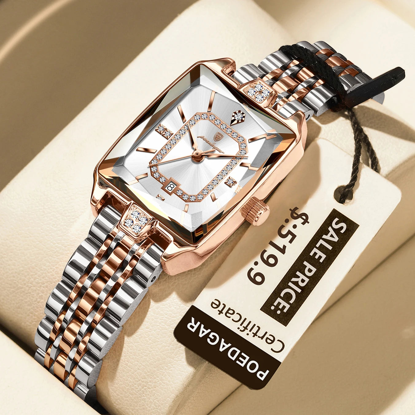POEDAGAR Luxury Watch For Woman Elegant Waterproof Calendar Ladies Watch Rectangle Stainless Steel Quartz Women's Watches Female - Qoraheyhub