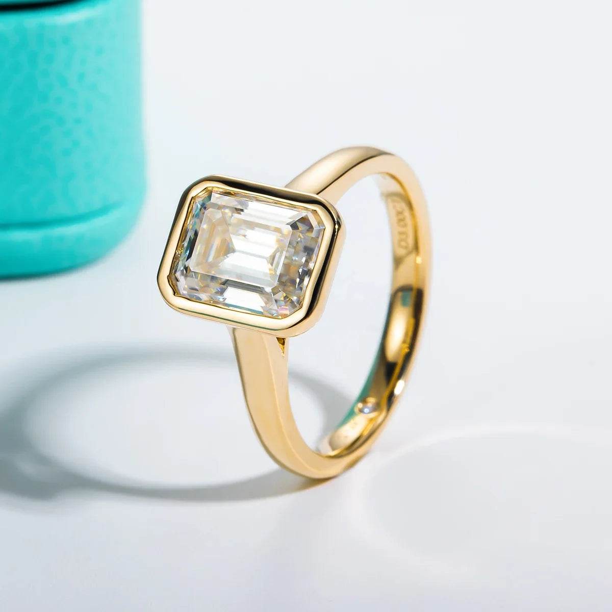 3ct Emerald Cut Moissanite Engagement Ring Yellow Color 925 Sterling Silver Rings For Women Jewelrieshub 9 8.5 10 9-8.5-10-9.5-5-6-5.5-7-6.5-8-7.5-