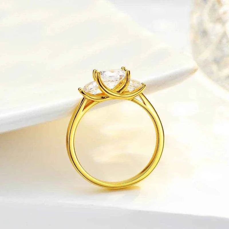 Three Jewels 1 Carat Moissanite Ring Diamond S925 Silver Tone Women's Simple Wedding Jewelry Engagement Gifts