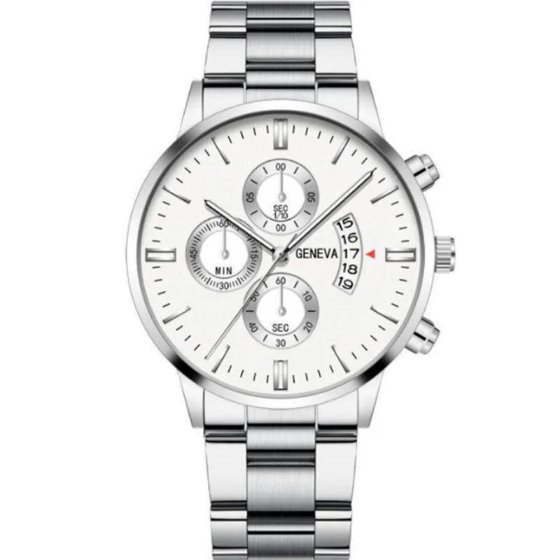 Fashion Men Stainless Steel Watch Luxury Calendar Quartz Wrist Watch Mens Business Watches for Man Clock Montre Homme - Qoraheyhub
