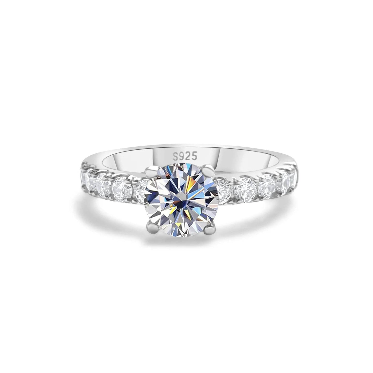 1.0 carat Simple Design Moissanite Ring with 4 Claw S925 Sterling Silver Women's Engagement Band Fashion fine Jewelry gift - Jewelrieshub - - jewelrieshub.com - Jewelrieshub -