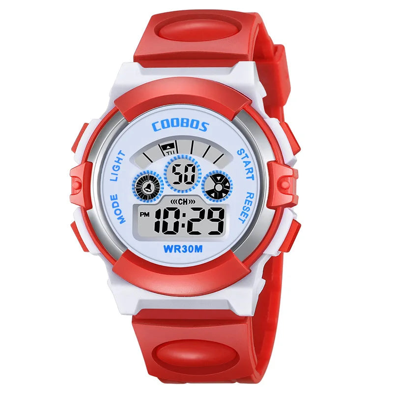 Military Sports Children Watch Colorful Back-light LED Digital Watch Luminous Waterproof Electronic Watch for kids Boys girls - Qoraheyhub