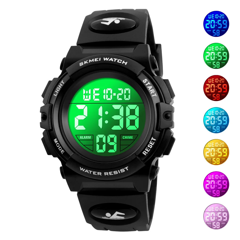 SKMEI 1266 Children's Watches for Boy Girl Color LED Display Digital Alarm Clock Waterproof Sports Kids Wristwatches 1548 Reloj - Qoraheyhub