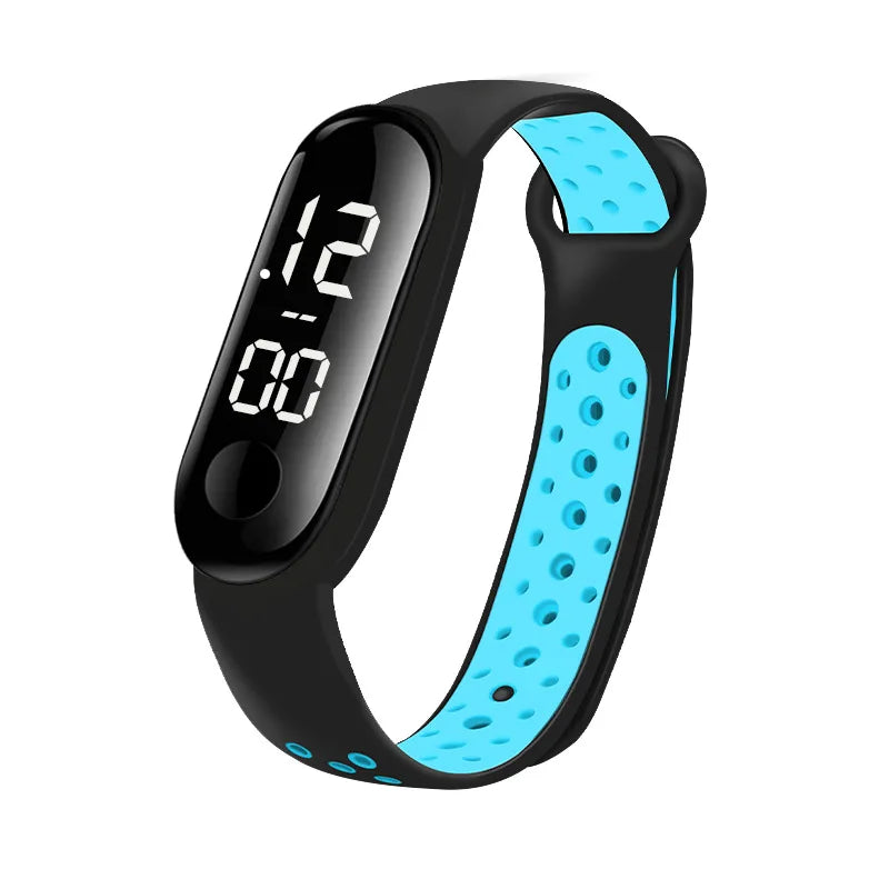 New Fashion Simple Sports Watch for Kids Children Waterproof Led Digital Watch Silicone Strap Teen Double Tone Color WristWatch - Qoraheyhub
