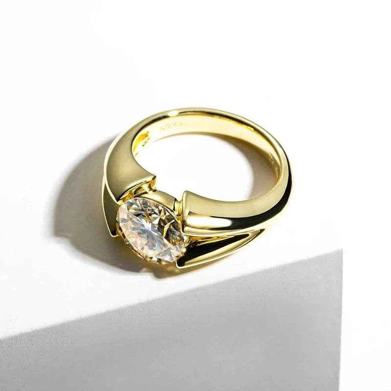 3 Carat Moissanite Ring 925 Sterling Silver Woman Yellow Color Wedding Bands Engagement Gift
