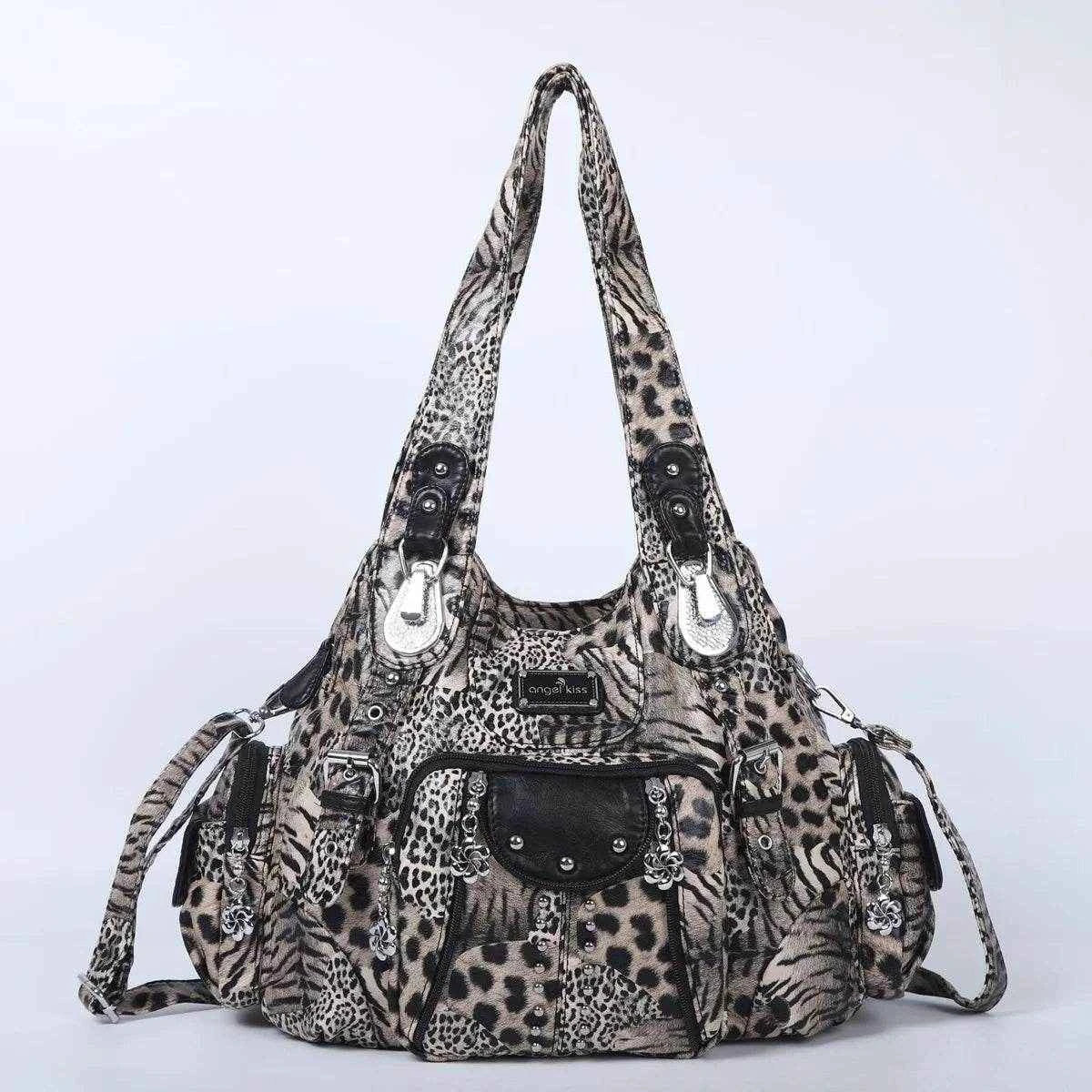 Angelkiss Women Fashion Handbags Large Shoulder Bags PU Leopard Handbag Satchel Big-capacity Shoulder Bag Phane Purse bolsa