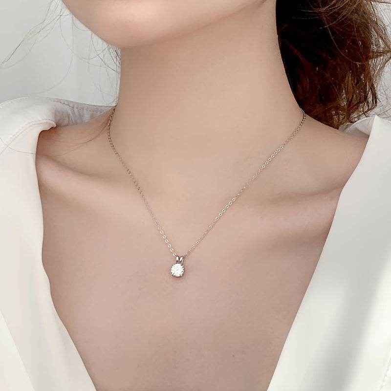 1-2CT Moissanite Luxury Pendant Necklace, 925 Sterling Silver Classic 4 Claw for Women, Wedding Engagement Gift