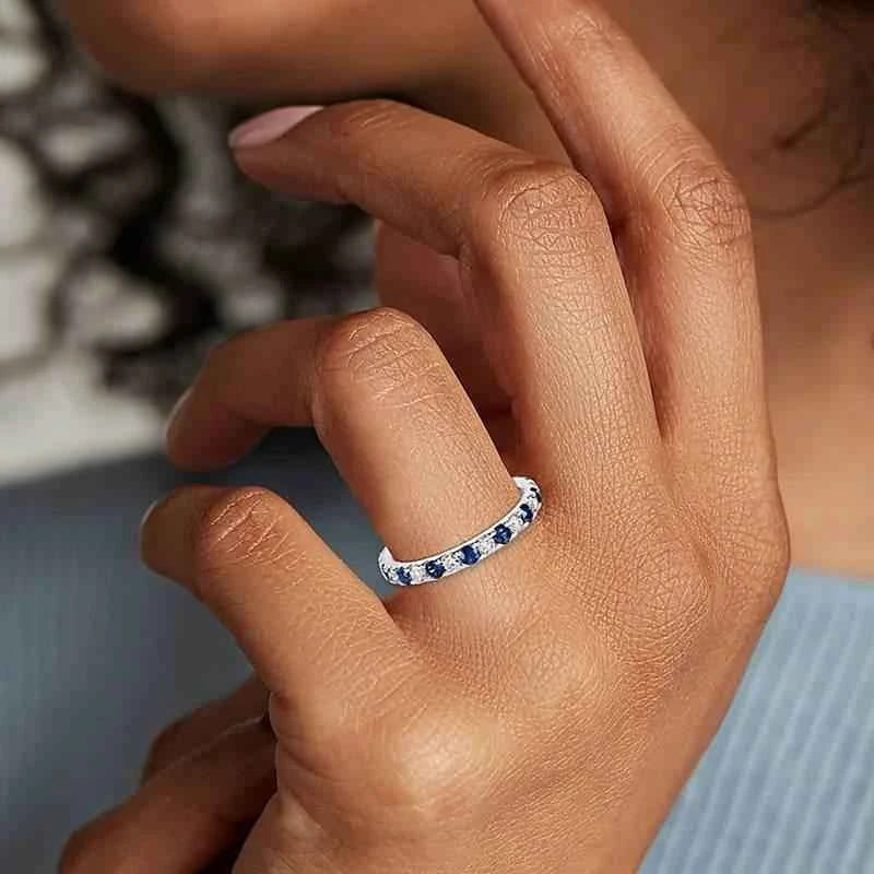 Jewelrieshub Blue and White Gemstone Ring Gift