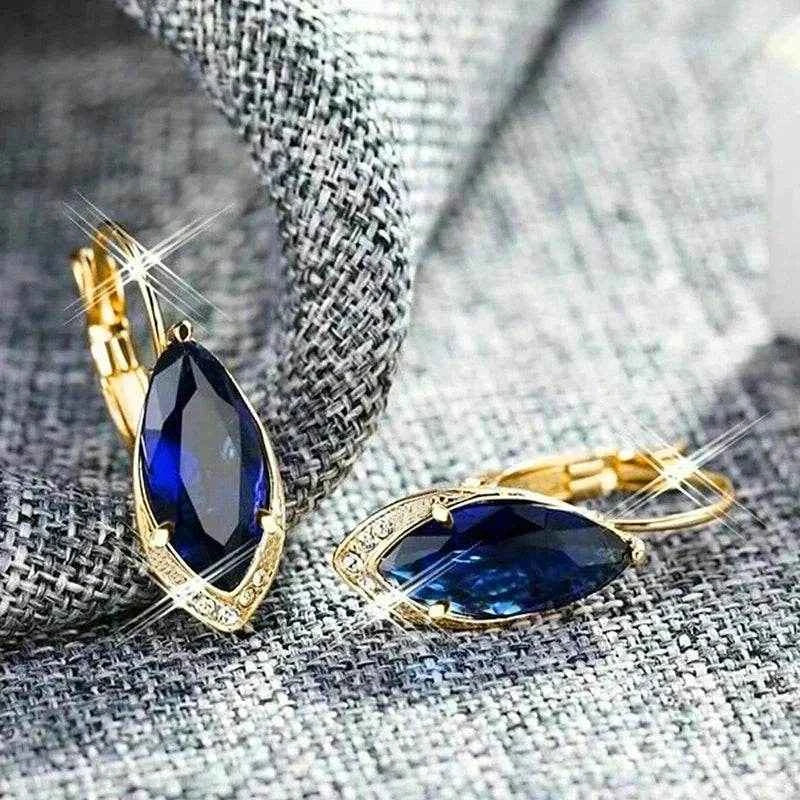 Jewelrieshub Blue Zirconia Drop Earrings Gold Plated