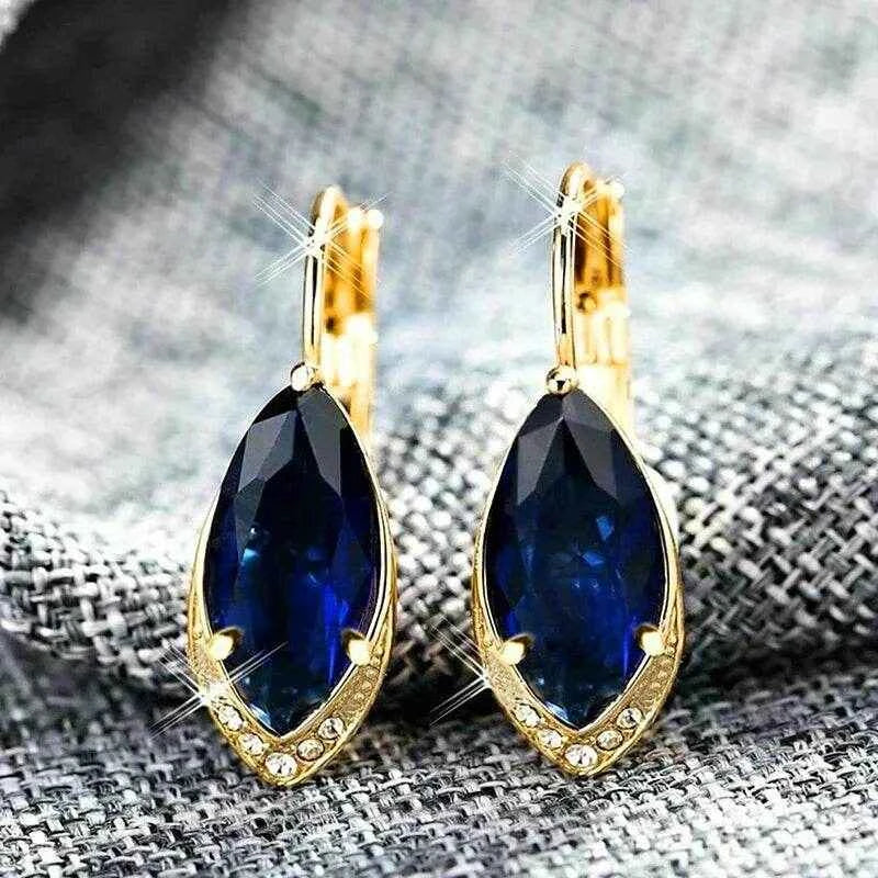 Jewelrieshub Blue Zirconia Drop Earrings Gold Plated