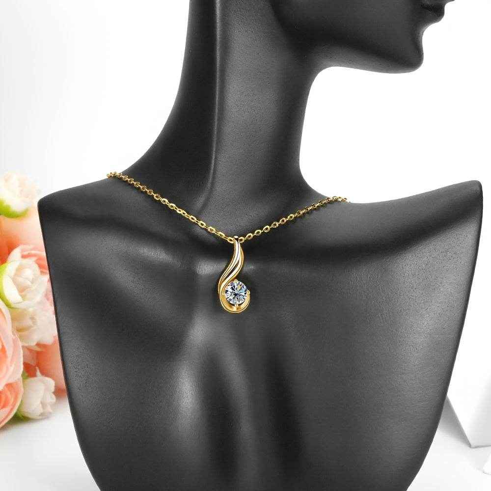 1pc Fine Craftsmanship Electroplated 18k Golden Plated S925 Silver Material Silver Weight: 3.8g Main Stone: 1 Carat Moissanite Pendant Necklace with Gift Box Men's and Women's Fashion Jewelry Suitable for Couples Dating, Fami