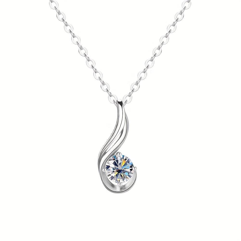 1pc Fine Craftsmanship Electroplated 18k Golden Plated S925 Silver Material Silver Weight: 3.8g Main Stone: 1 Carat Moissanite Pendant Necklace with Gift Box Men's and Women's Fashion Jewelry Suitable for Couples Dating, Fami - Jewelrieshub - - jewelrieshub.com - Jewelrieshub -