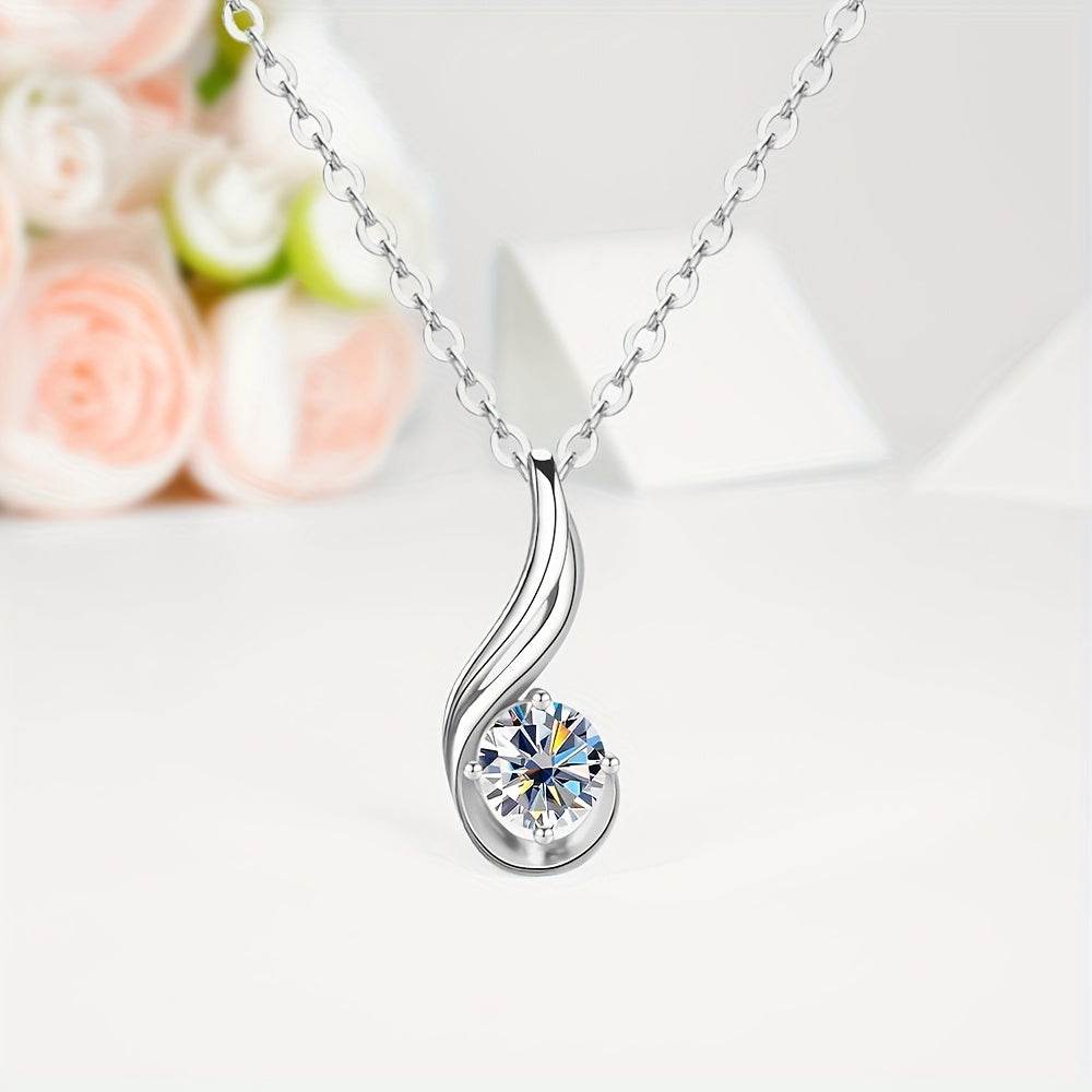 1pc Fine Craftsmanship Electroplated 18k Golden Plated S925 Silver Material Silver Weight: 3.8g Main Stone: 1 Carat Moissanite Pendant Necklace with Gift Box Men's and Women's Fashion Jewelry Suitable for Couples Dating, Fami - Jewelrieshub - - jewelrieshub.com - Jewelrieshub -