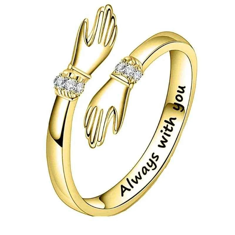 Jewelrieshub Chic Hand Design Ring for Women - Gold Tone