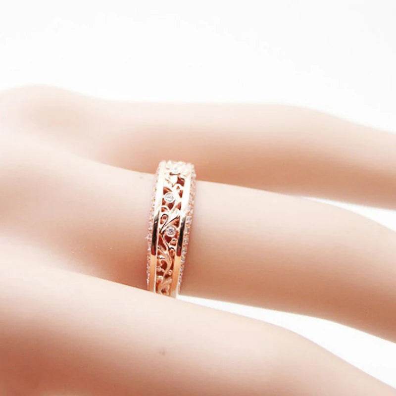 Jewelrieshub delicate rose gold ring with intricate filigree design chic rose gold party accessories