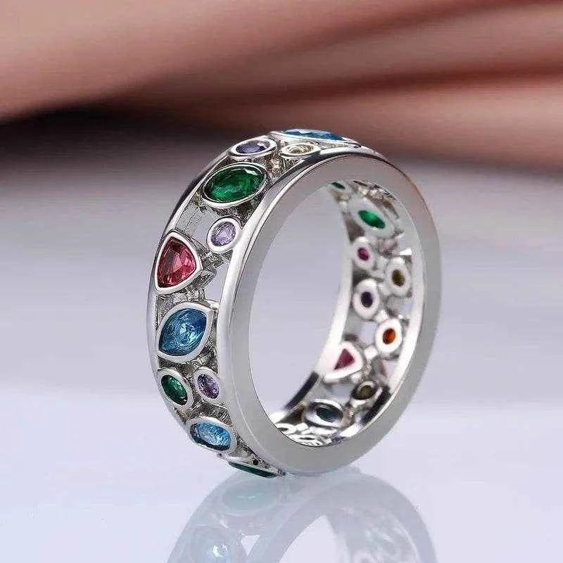 Jewelrieshub Colorful Stone Band Ring for Women