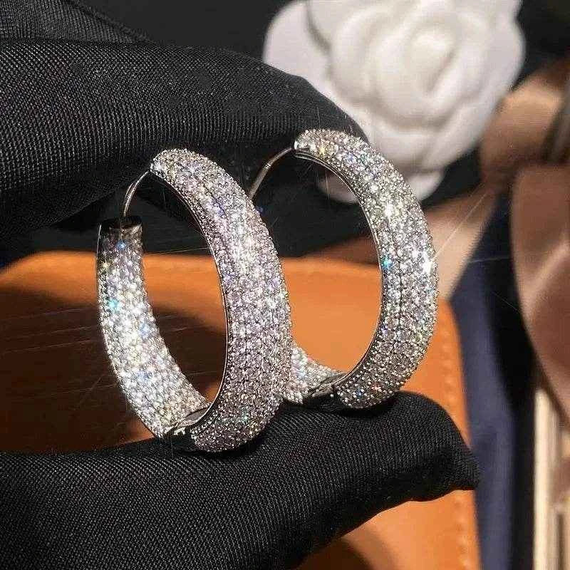 Jewelrieshub Cubic Zirconia Hoop Earrings Sparkling Design