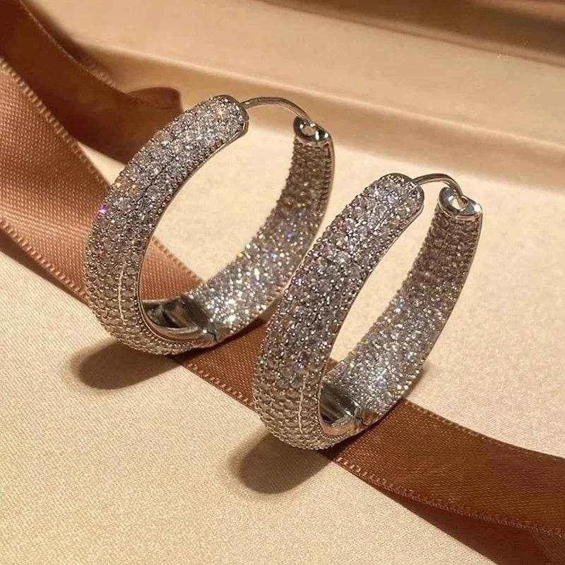 Jewelrieshub Cubic Zirconia Hoop Earrings Sparkling Design