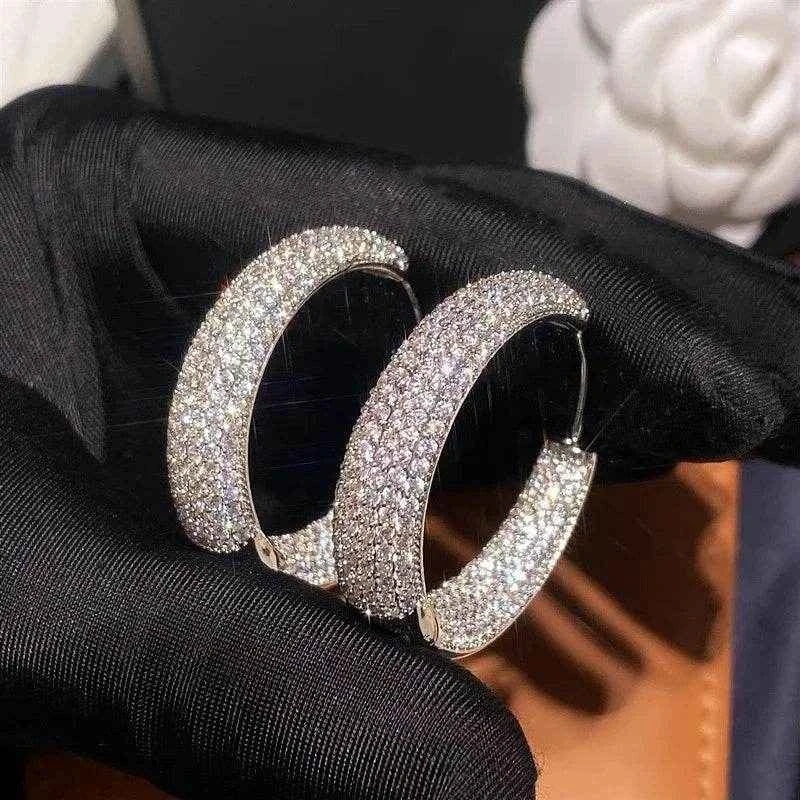 Jewelrieshub Cubic Zirconia Hoop Earrings Sparkling Design