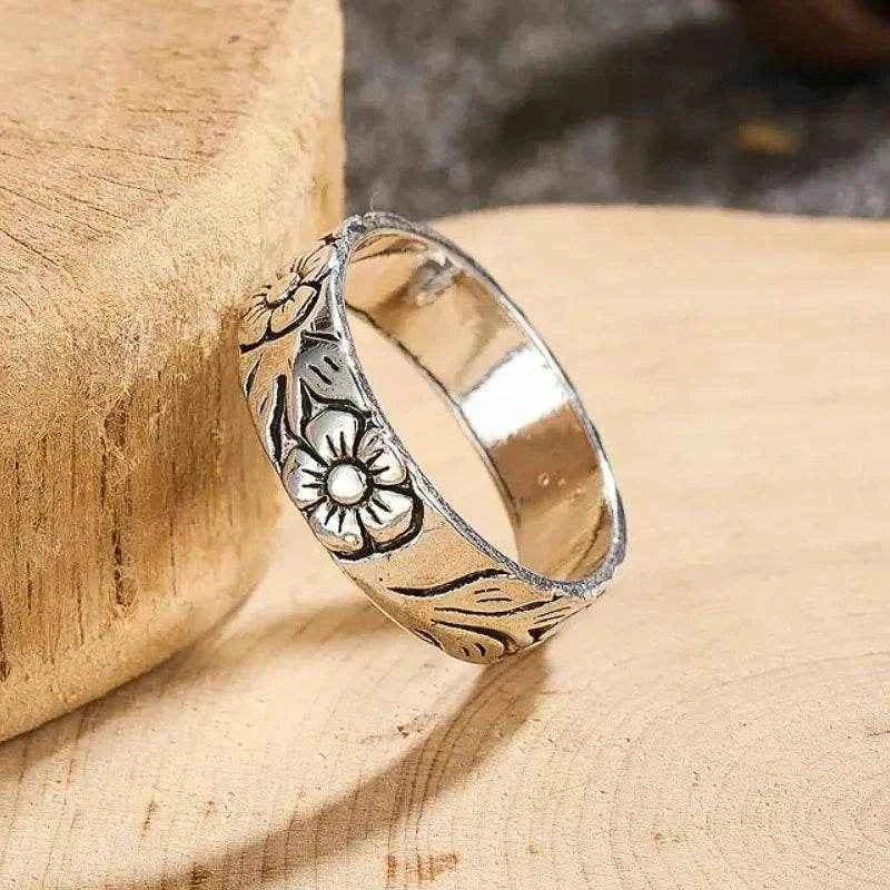 Jewelrieshub Delicate Silver Party Jewelry Floral Ring