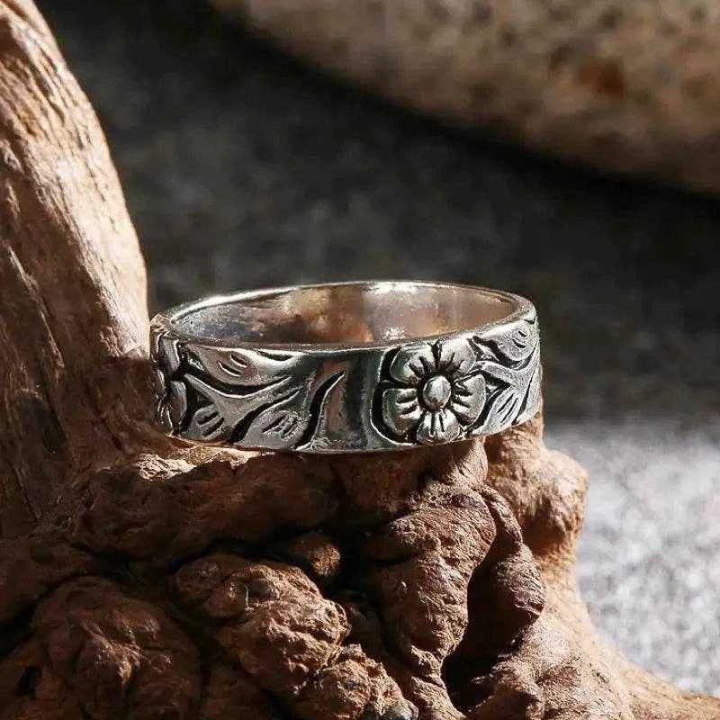 Jewelrieshub Delicate Silver Party Jewelry Floral Ring