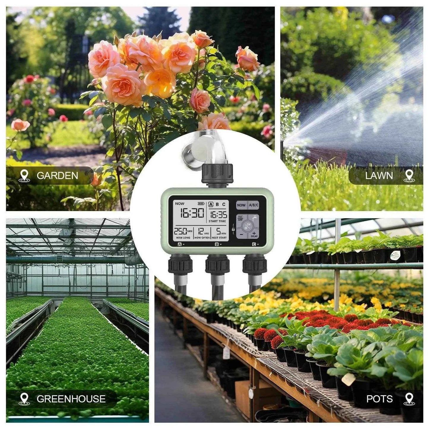 Eshico Digital 3-Outlet Water Timer with LCD Display