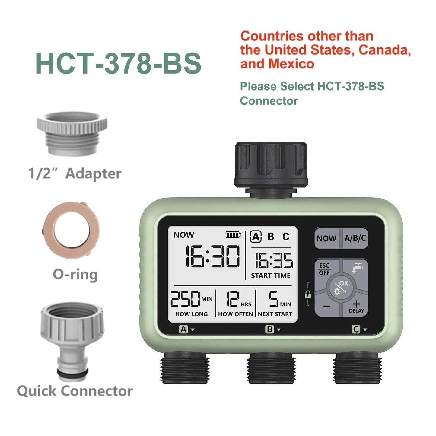 Jewelrieshub digital 3-outlet water timer with LCD display and multiple connectors