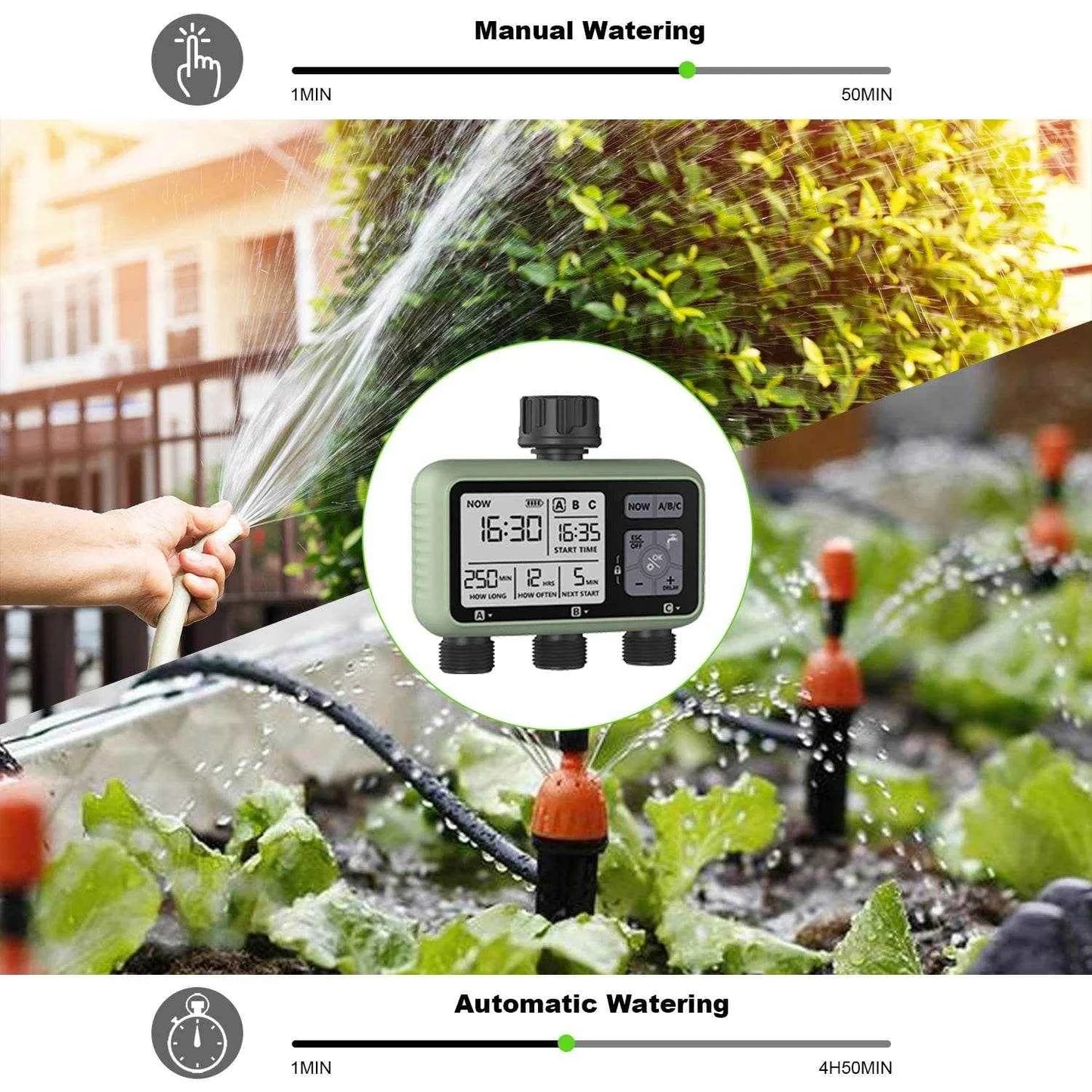 Eshico Digital 3-Outlet Water Timer with LCD Display