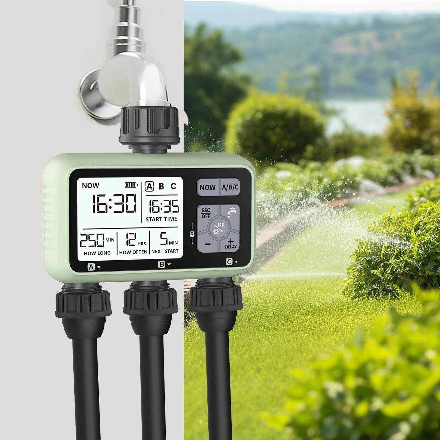 Eshico Digital 3-Outlet Water Timer with LCD Display