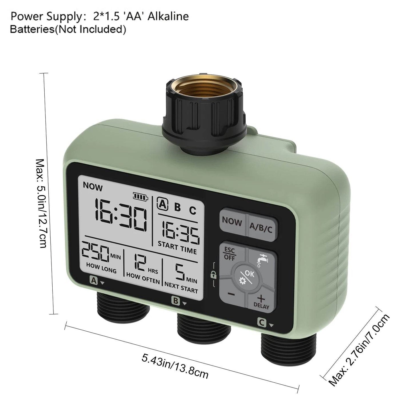 Jewelrieshub digital 3-outlet water timer with large LCD display and three hose connectors