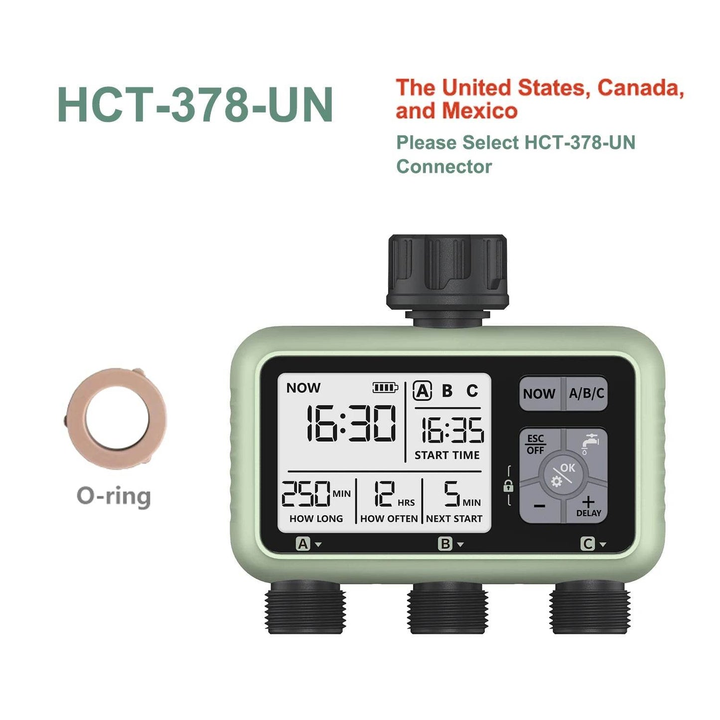 Jewelrieshub digital 3-outlet water timer with LCD display and O-ring for irrigation control