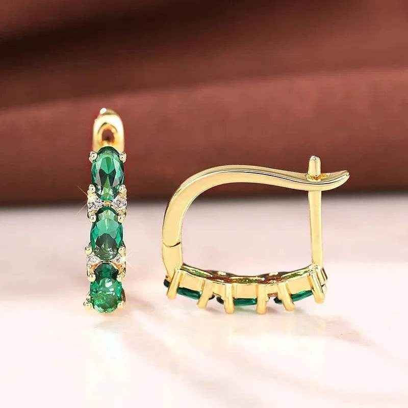 Jewelrieshub Green Zirconia Gold Hoop Earrings Stylish
