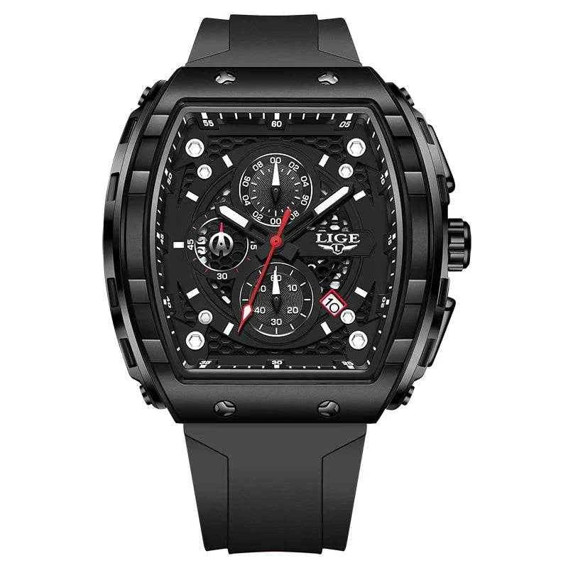LIGE Waterproof Silicone Strap Men's Watch Stylish Chronograph