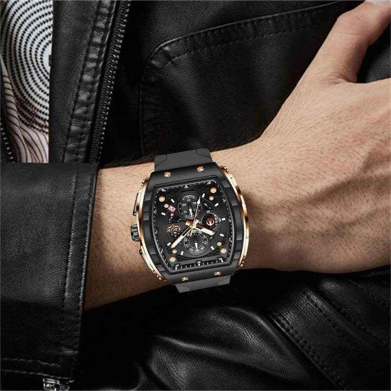 LIGE Waterproof Silicone Strap Men's Watch Stylish Chronograph